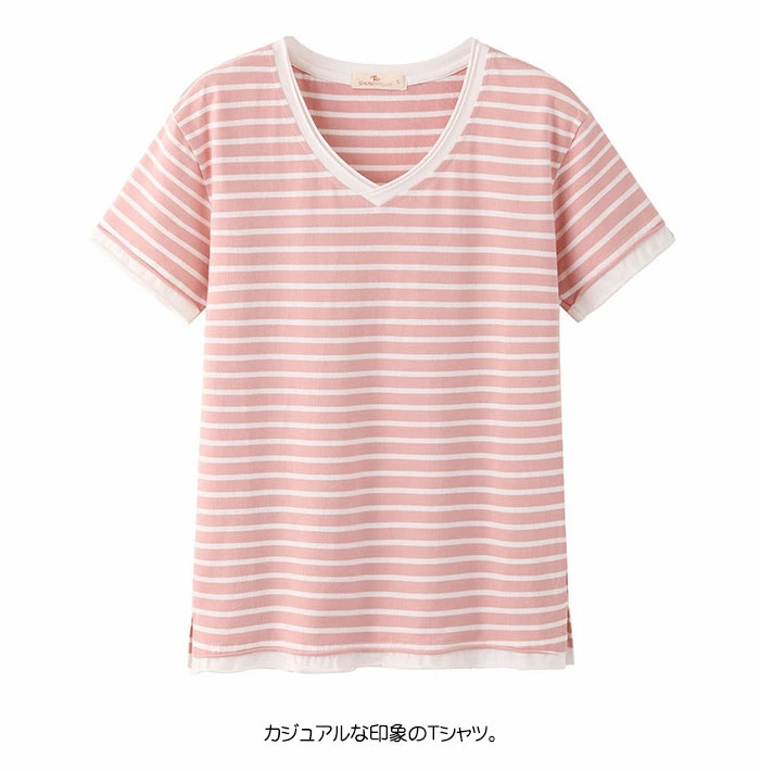 コットン tシャツ レディース 半袖 Tシャツ 半袖 コットン トップス ボーダー shengyaluo01