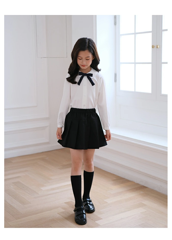 女の子 ブラウス フォーマル Yシャツ ホワイトシャツ リボン付き lbb613shirt