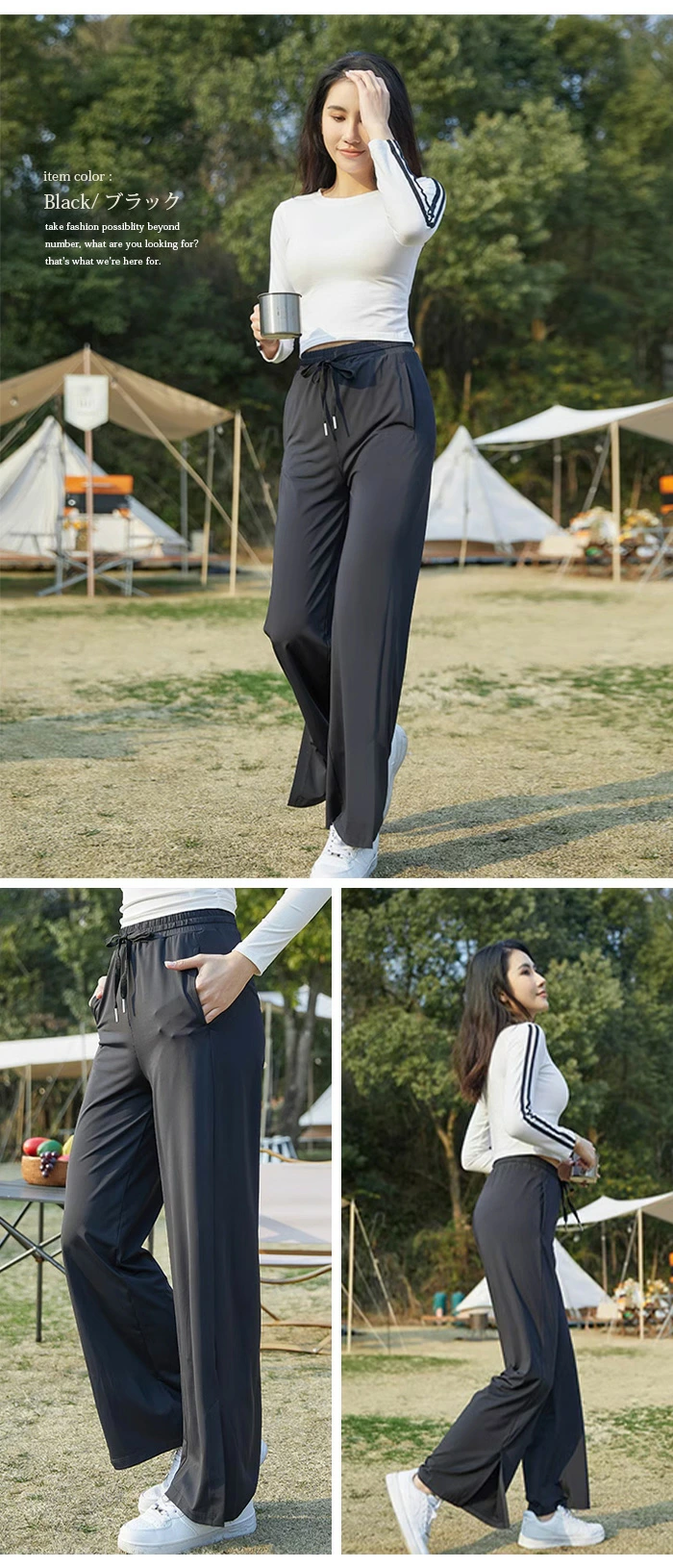 ドライロングパンツ ボトムス レディース ワイドパンツ ヨガパンツ 吸水速乾 ddjp23588