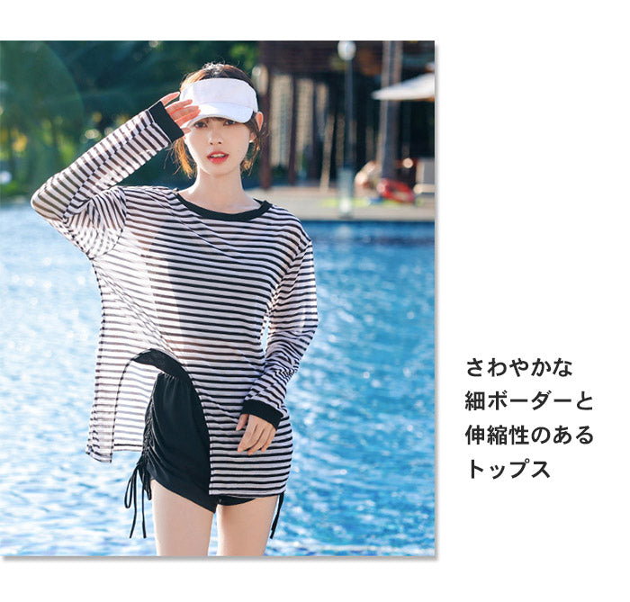 フィットネス レディース 水着 セパレート 3点セット ラッシュガード スイムウエア qm45789