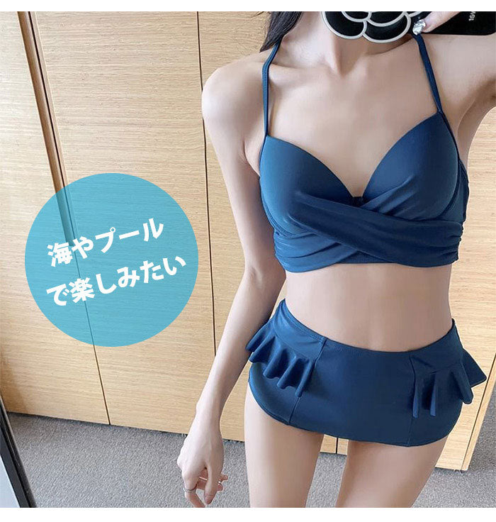 スイムウェア 水着3点セット 水着 ビキニ タンキニ ショットパンツ qm9465