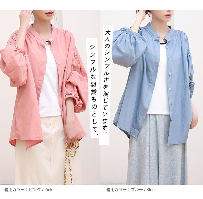 シャツ レディース 長袖 綿 レトロ ブラウス スーツ インナー トップス 長袖 スタンドカラー ノーカラー ワイシャツ shenshi93221