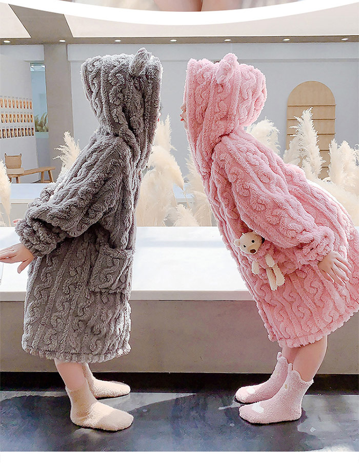 もこもこ バスローブ 子供 キッズ ルームウェア 冬 ふわふわ 着る毛布 hd2111