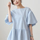 半袖 Tシャツ フリル トップス レディース Tシャツ フリルペプラム ボリューム袖 ティーシャツ shenshi50312